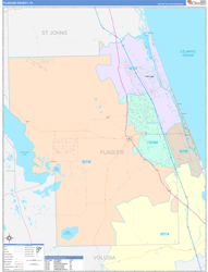 Flagler County, FL Wall Map Color Cast Style 2023
