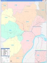 Floyd County, IN Wall Map Color Cast Style 2024