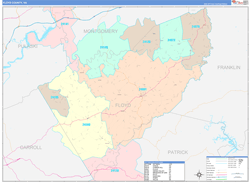 Floyd County, VA Wall Map Color Cast Style 2024