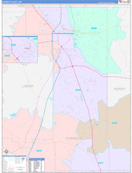 Forrest County, MS Wall Map Color Cast Style 2024