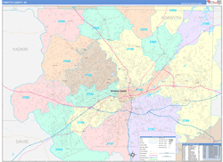 Forsyth County, NC Wall Map Color Cast Style 2024