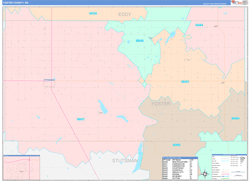 Foster County, ND Wall Map Color Cast Style 2023
