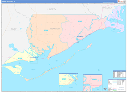Franklin County, FL Wall Map Color Cast Style 2024