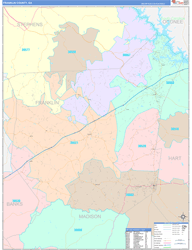 Franklin County, GA Wall Map Color Cast Style 2024