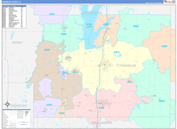 Franklin County, IL Wall Map Color Cast Style 2024