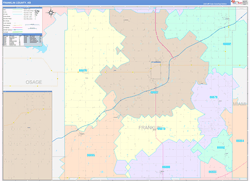 Franklin County, KS Wall Map Color Cast Style 2024