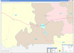 Franklin County, MS Wall Map Color Cast Style 2024