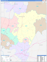 Franklin County, NC Wall Map Color Cast Style 2024