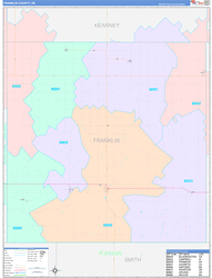 Franklin County, NE Wall Map Color Cast Style 2023