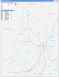 Frederick County, VA Wall Map Color Cast Style 2024
