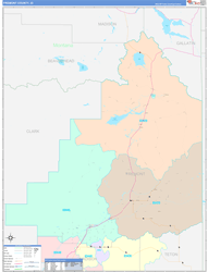 Fremont County, ID Wall Map Color Cast Style 2024
