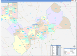 Fresno County, CA Wall Map Color Cast Style 2024