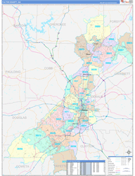Fulton County, GA Wall Map Color Cast Style 2024
