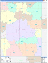 Gage County, NE Wall Map Color Cast Style 2024