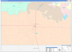 Gaines County, TX Wall Map Color Cast Style 2024
