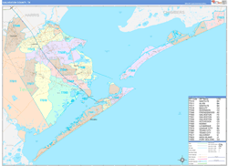 Galveston County, TX Wall Map Color Cast Style 2024