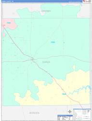 Garza County, TX Wall Map Color Cast Style 2024