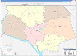 Gates County, NC Wall Map Color Cast Style 2026