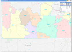 Geneva County, AL Wall Map Color Cast Style 2024
