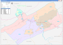 Giles County, VA Wall Map Color Cast Style 2024