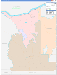 Gilliam County, OR Wall Map Color Cast Style 2024