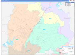 Gilmer County, GA Wall Map Color Cast Style 2024