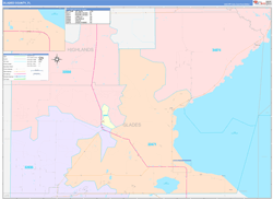 Glades County, FL Wall Map Color Cast Style 2023