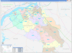 Gloucester County, NJ Wall Map Color Cast Style 2024