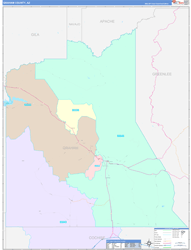 Graham County, AZ Wall Map Color Cast Style 2024