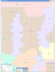 Graham County, KS Wall Map Color Cast Style 2024