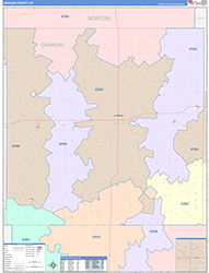 Graham County, KS Wall Map Color Cast Style 2026