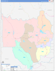 Grand County, CO Wall Map Color Cast Style 2024