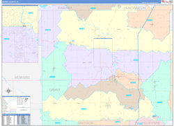 Grant County, IN Wall Map Color Cast Style 2024
