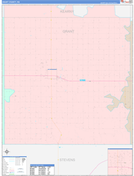 Grant County, KS Wall Map Color Cast Style 2024