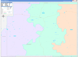 Grant County, NE Wall Map Color Cast Style 2023