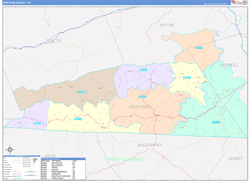 Grayson County, VA Wall Map Color Cast Style 2024