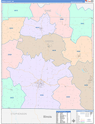 Green County, WI Wall Map Color Cast Style 2026
