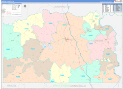 Greene County, PA Wall Map Color Cast Style 2024