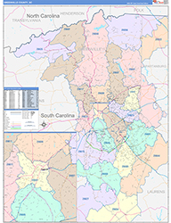 Greenville County, SC Wall Map Color Cast Style 2026