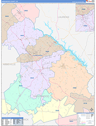 Greenwood County, SC Wall Map Color Cast Style 2026