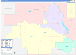 Greer County, OK Wall Map Color Cast Style 2024