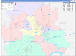 Gregg County, TX Wall Map Color Cast Style 2024