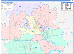 Gregg County, TX Wall Map Color Cast Style 2026