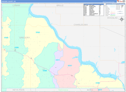 Gregory County, SD Wall Map Color Cast Style 2024