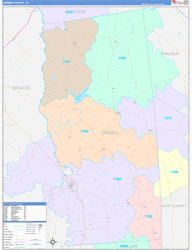 Grimes County, TX Wall Map Color Cast Style 2023