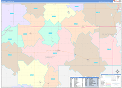 Grundy County, IA Wall Map Color Cast Style 2024