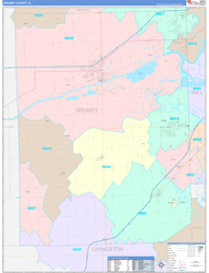Grundy County, IL Wall Map Color Cast Style 2024
