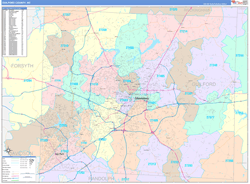Guilford County, NC Wall Map Color Cast Style 2024