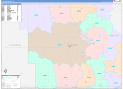Guthrie County, IA Wall Map Color Cast Style 2024