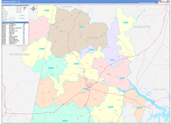 Halifax County, VA Wall Map Color Cast Style 2024